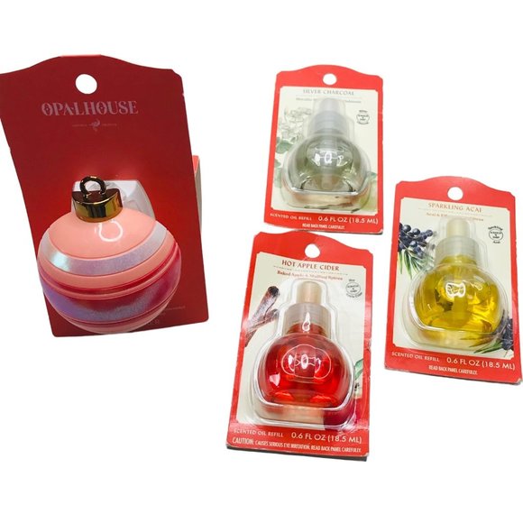 Opalhouse Ornament Ball Oil Warmer Apple Cider Sparkling Acai Silver Charcoal - Picture 1 of 10